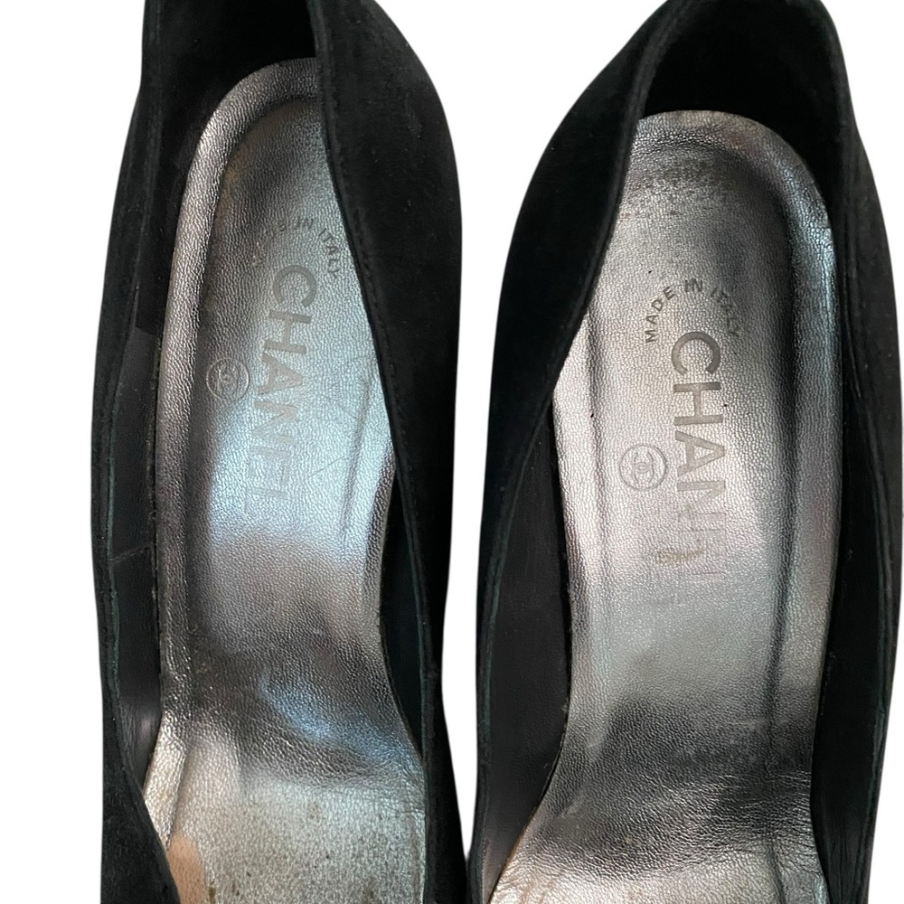 CHANEL Black and Silver Wedges - Picture 7 of 8